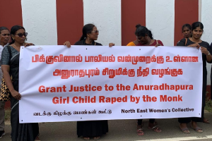 அனுராதபுர சிறுமிக்கு நீதி கோரி நல்லூரில் வடக்கு–கிழக்கு பெண்கள் போராட்டம்