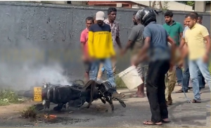 பயணத்தின் போது தீப்பற்றிய உந்துருளி – பொதுமக்களின் துரித நடவடிக்கையால் பெரும் விபத்து தவிர்ப்பு
